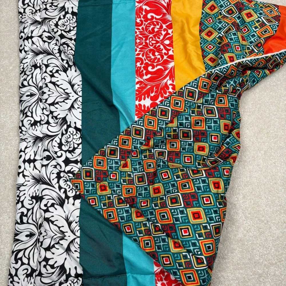 Multicolor Patchwork Striped Set 2 Pillow Covers Geometric Boho Colorful 26x26